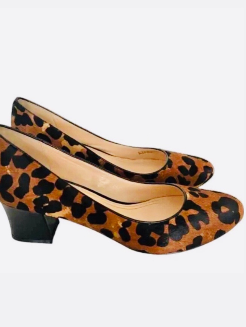 Cole Haan Nike Air Chelsea Leopard Calf Hair Patent Block Heel Almond Toe SZ 6